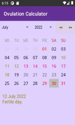 Ovulation Calculator android App screenshot 1