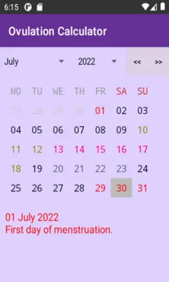 Ovulation Calculator android App screenshot 2